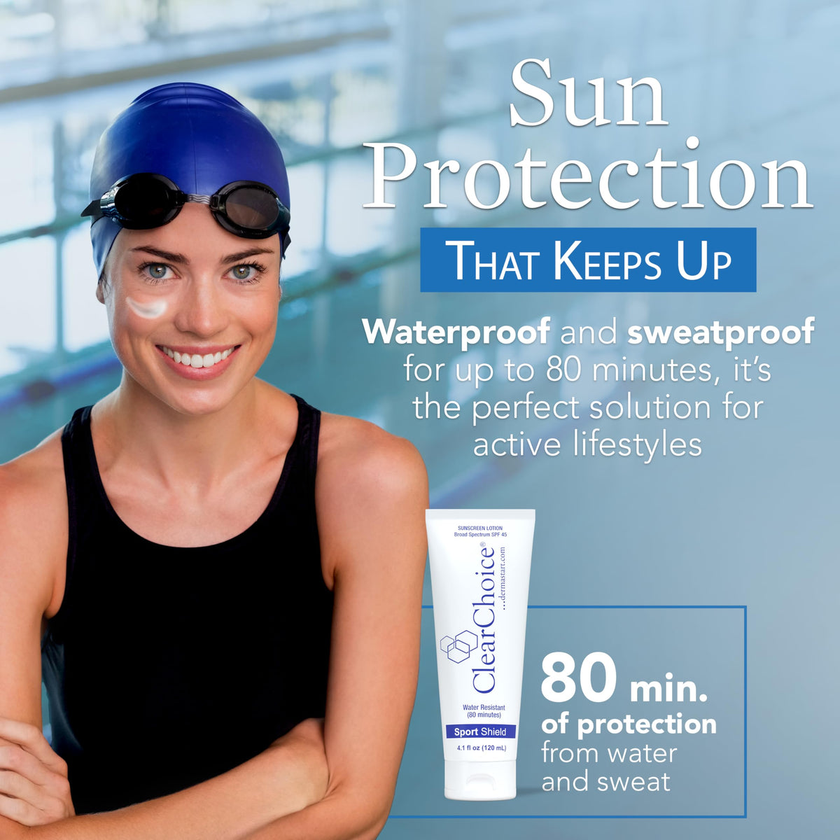 Application de la crème solaire ClearChoice sur le visage