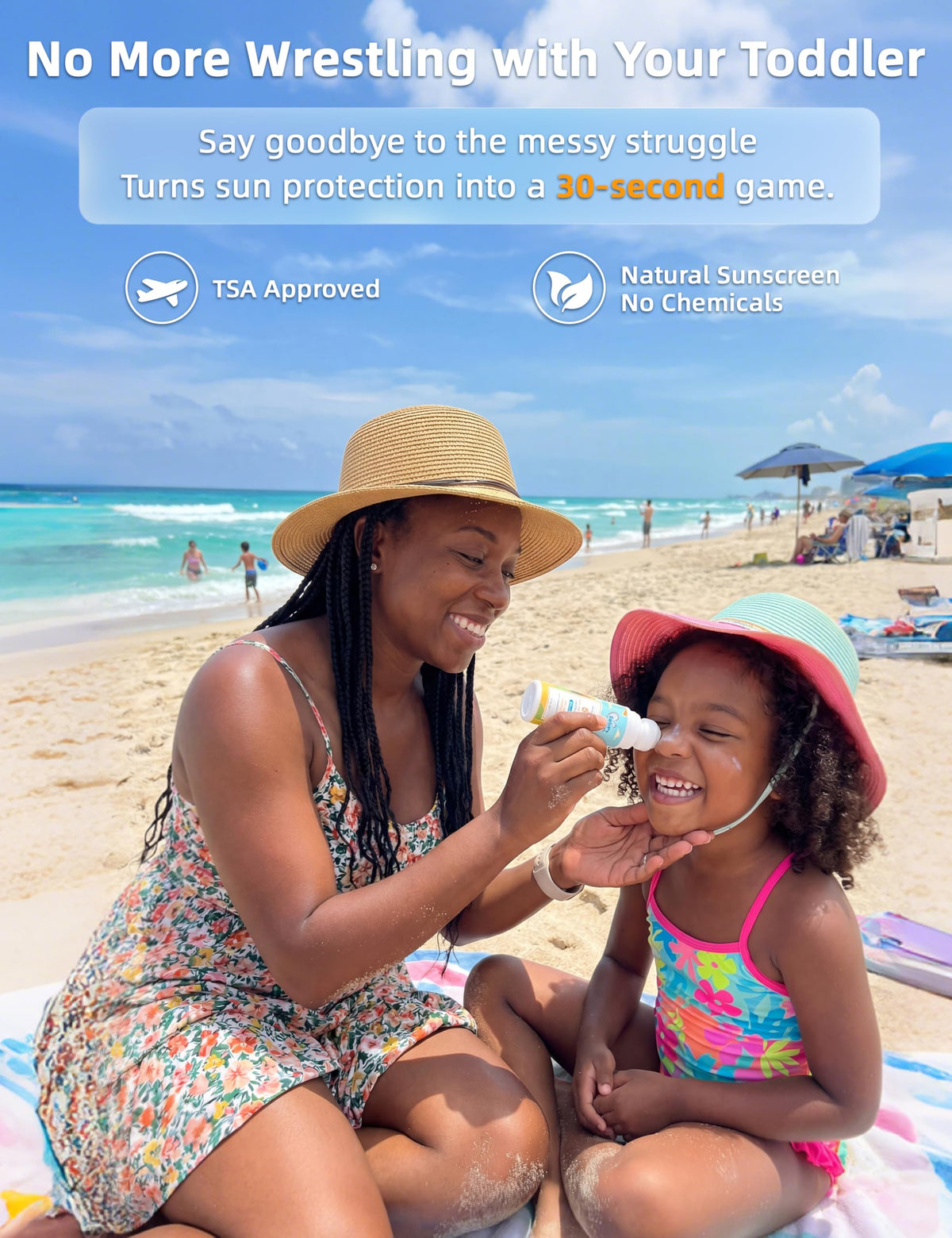 Application de la Crème Solaire Minérale Roll-On sur le bras d'un enfant