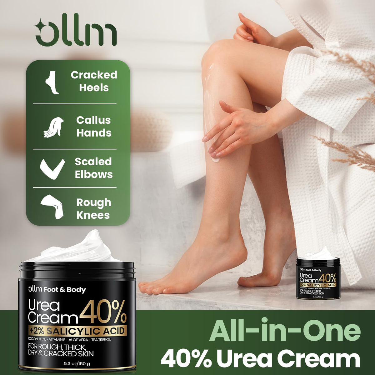 Application de la crème Urea 40% sur un pied
