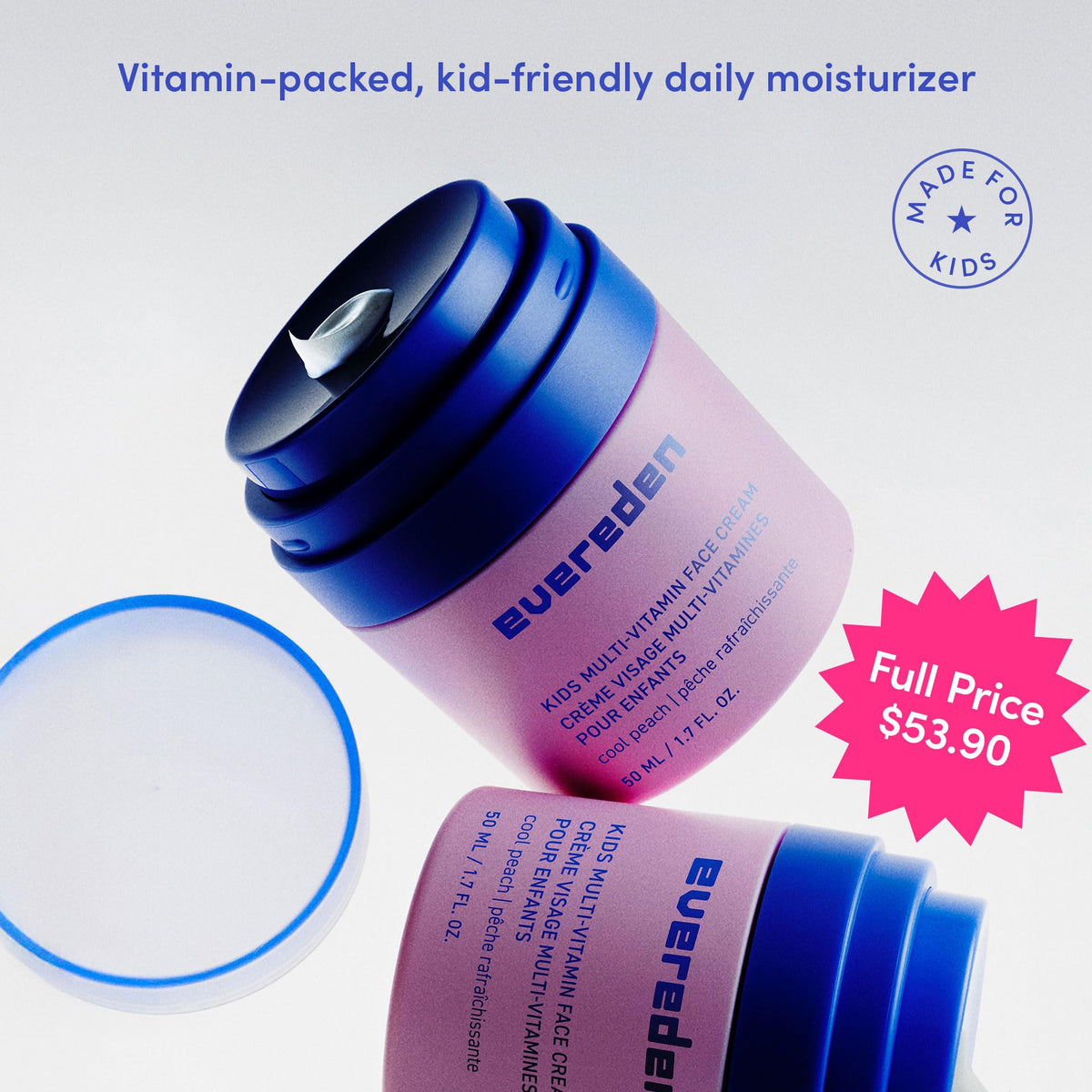 Application de la crème visage Evereden sur la peau d'un enfant