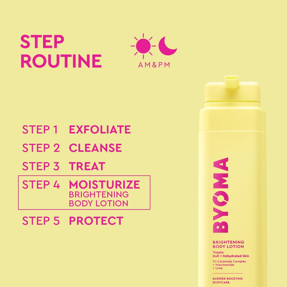 Application de la lotion BYOMA sur la peau
