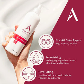 Application de la lotion corporelle Alpha sur la peau