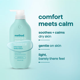 Application de la lotion corporelle Method sur la main