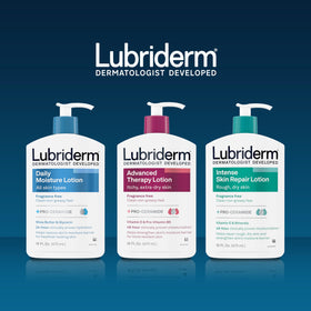 Application de la lotion Lubriderm sur la peau