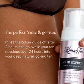 Application de la mousse bronzante Loving Tan sur la peau