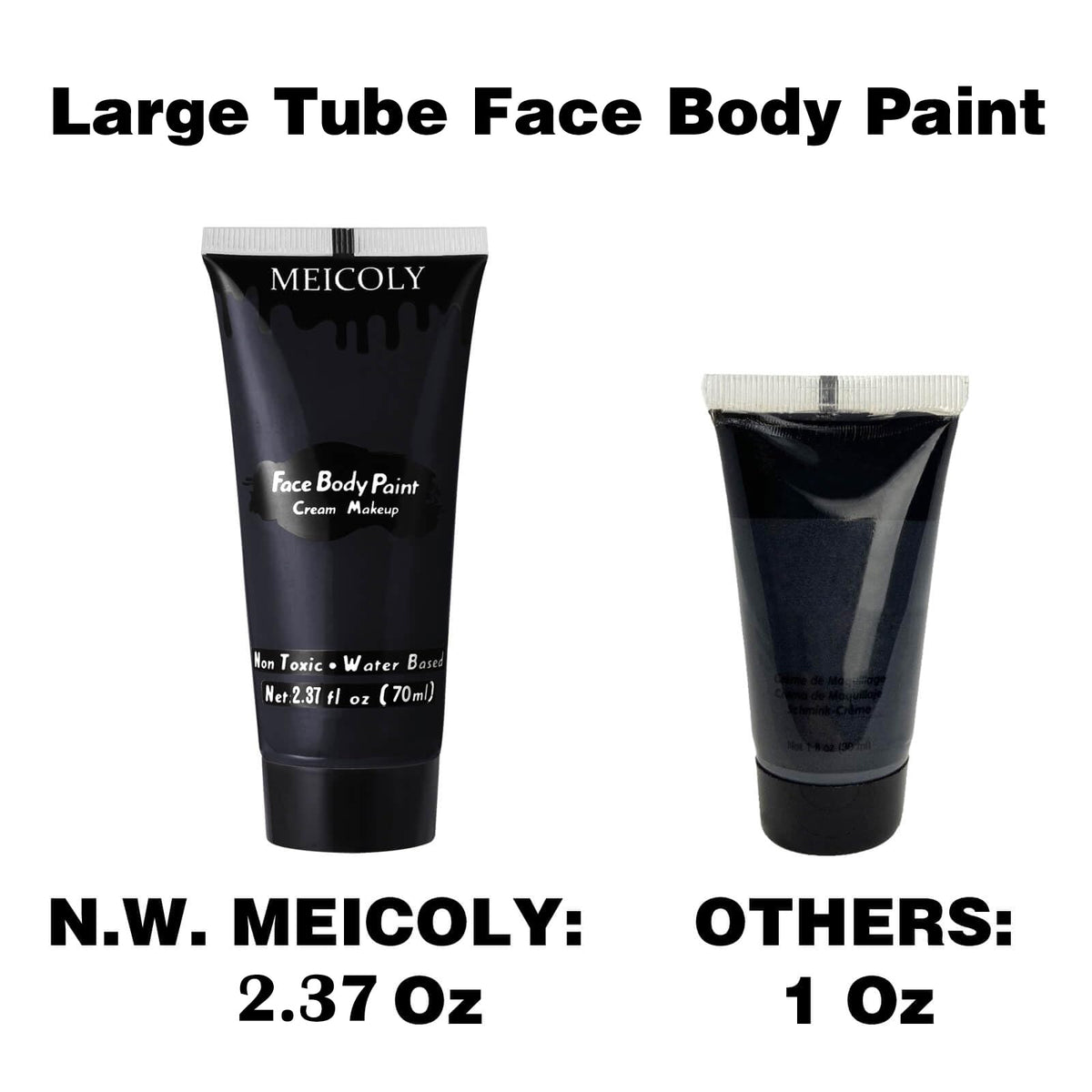Application de la peinture corporelle noire MEICOLY sur le visage pour un look de clown