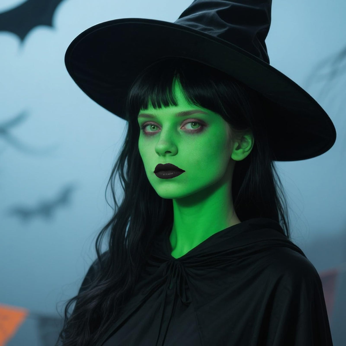 Application de la peinture noire sur le visage