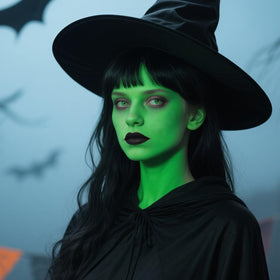 Application de la peinture noire sur le visage