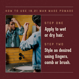 Application de la pommade 18.21 Man Made sur des cheveux courts