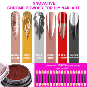 Application de la poudre chromée sur des ongles