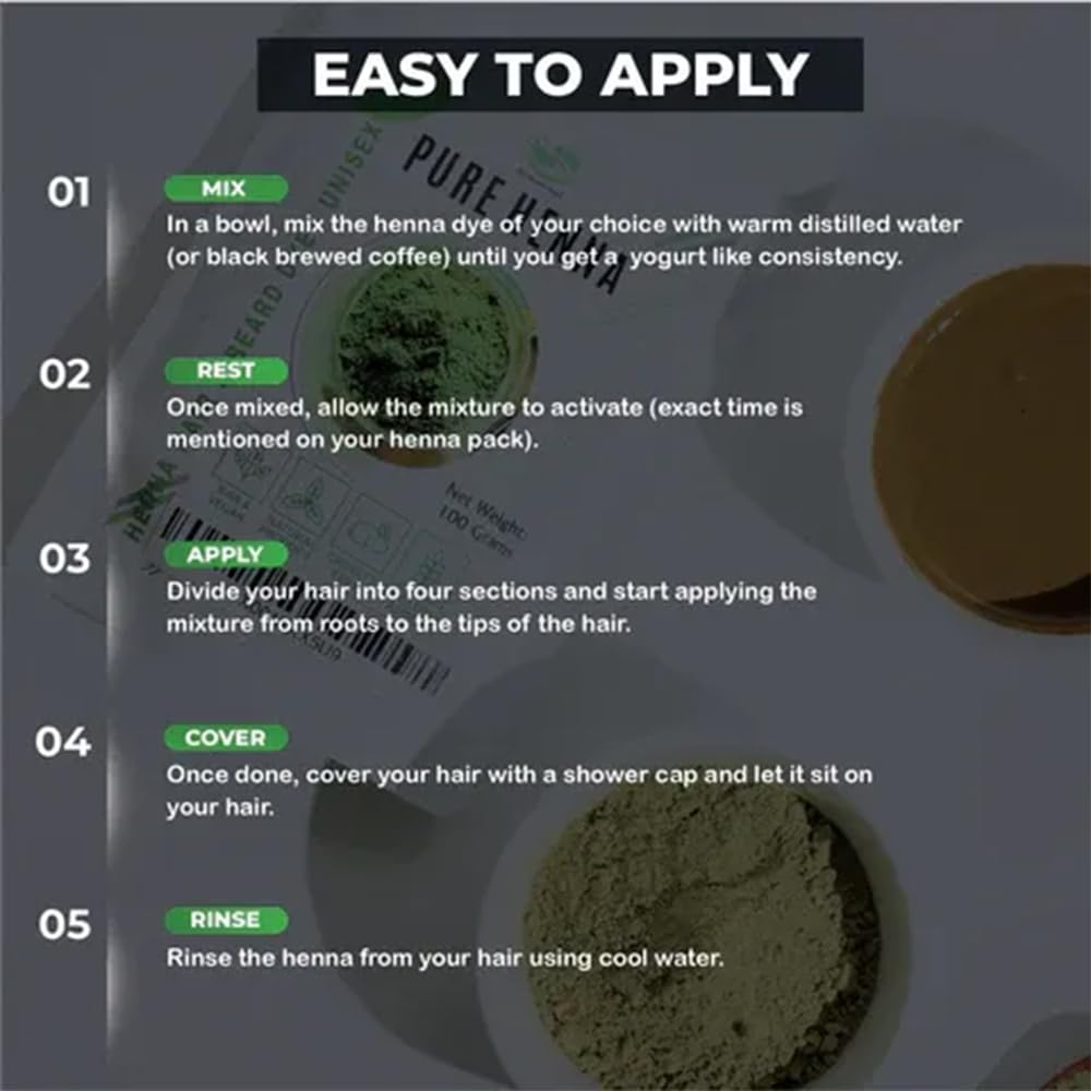 Application de la poudre de henné sur des cheveux