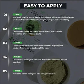 Application de la poudre de henné sur des cheveux