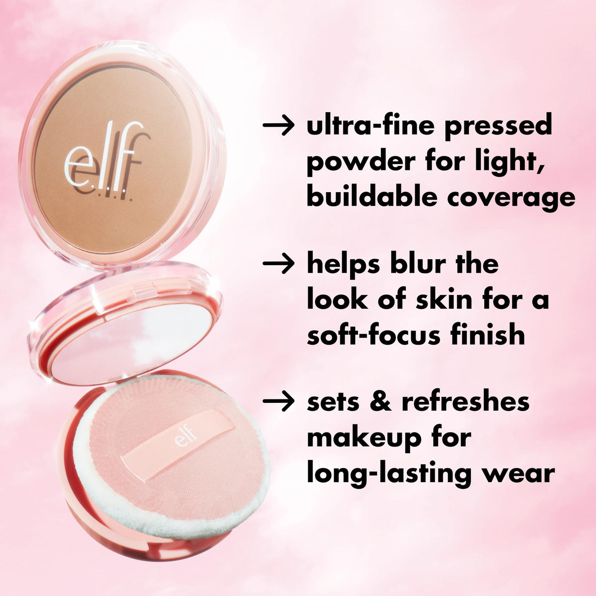 Application de la poudre e.l.f. Halo Glow sur la peau