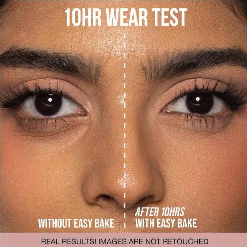 Application de la poudre H.U.D.A BEAUTY Easy Bake sur le visage