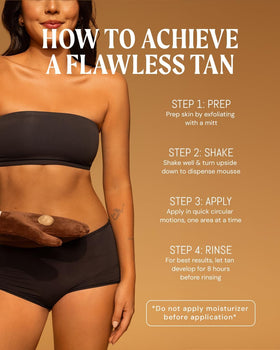 Application de mousse auto-bronzante Peta Jane sur la peau