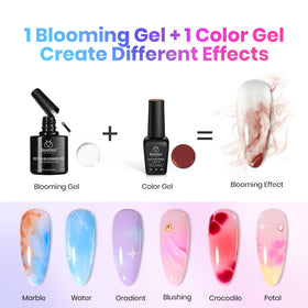 Application de vernis à ongles avec gel épanouissant