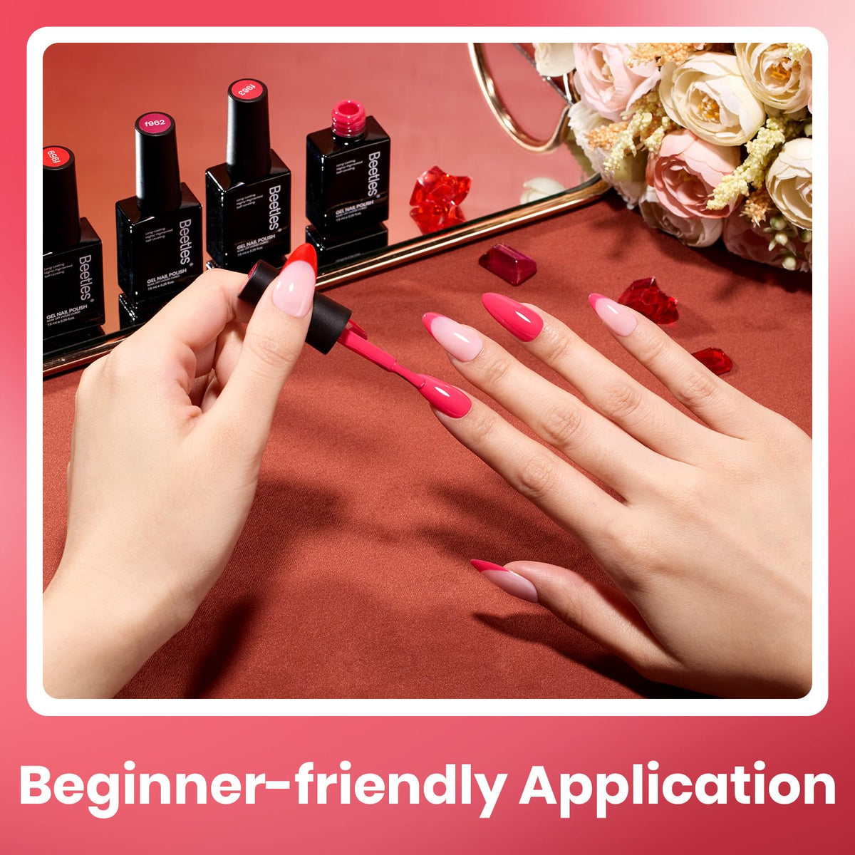 Application de vernis à ongles Beetles sous lampe UV