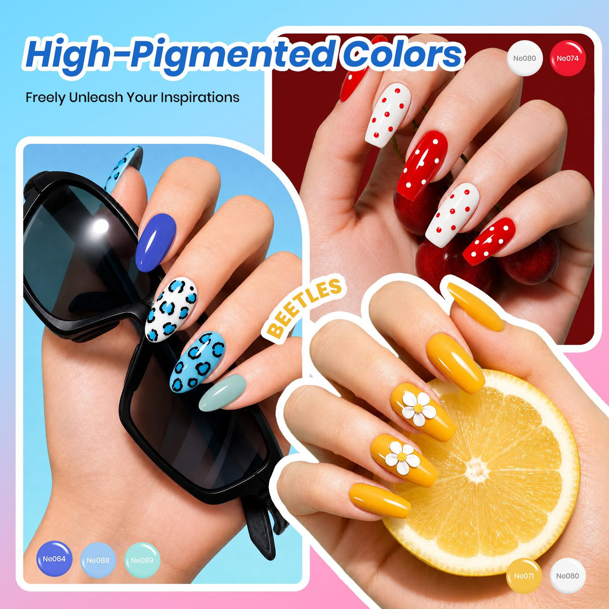 Application de vernis à ongles en gel beetles sur des mains