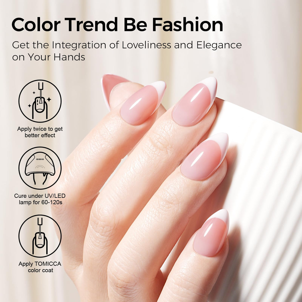 Application de vernis à ongles gel TOMICCA sur des ongles