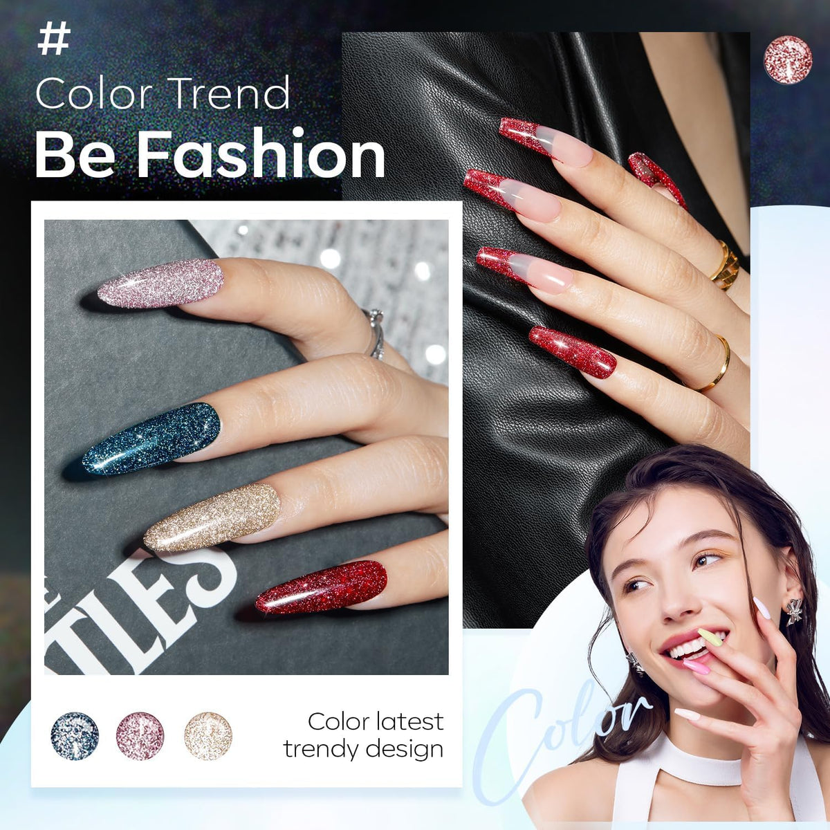Application de vernis à ongles glitter sur des ongles
