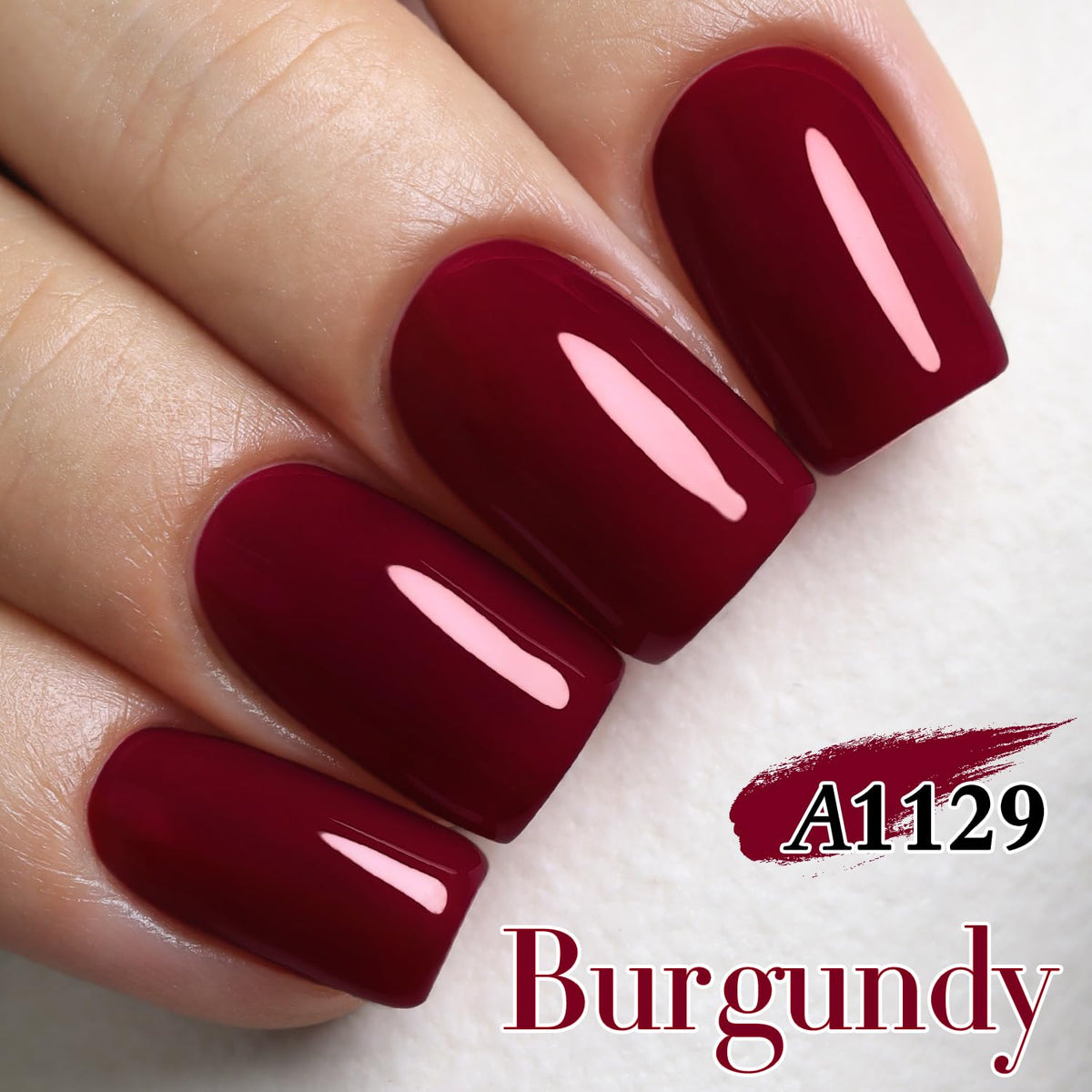 Application de vernis gel Bordeaux A1129 sous lampe UV