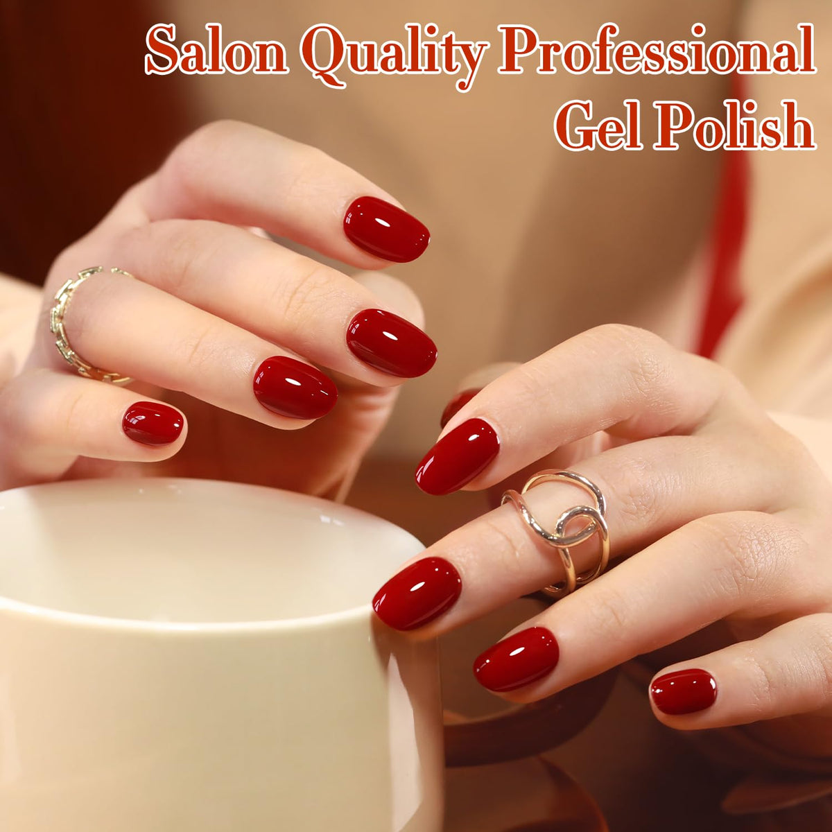 Application de vernis gel Brick Burgundy sur les ongles