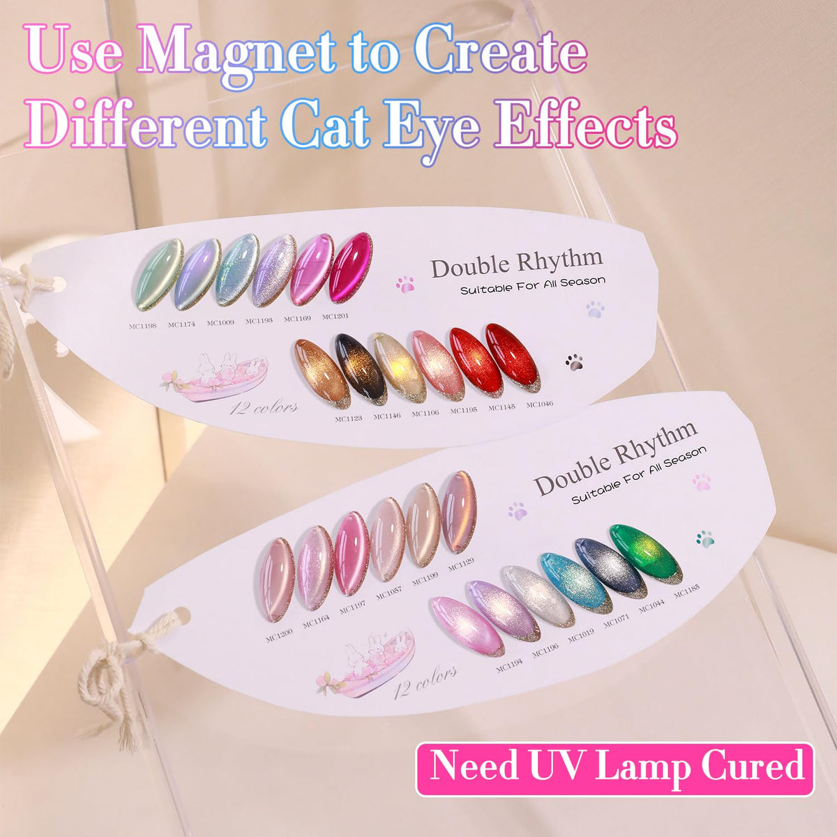 Application de vernis gel Cat Eye sous lampe UV