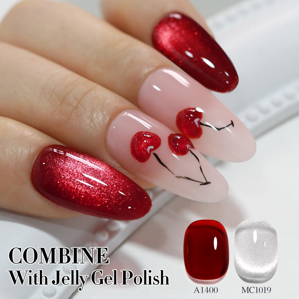 Application de vernis gel chatoyant sur les ongles
