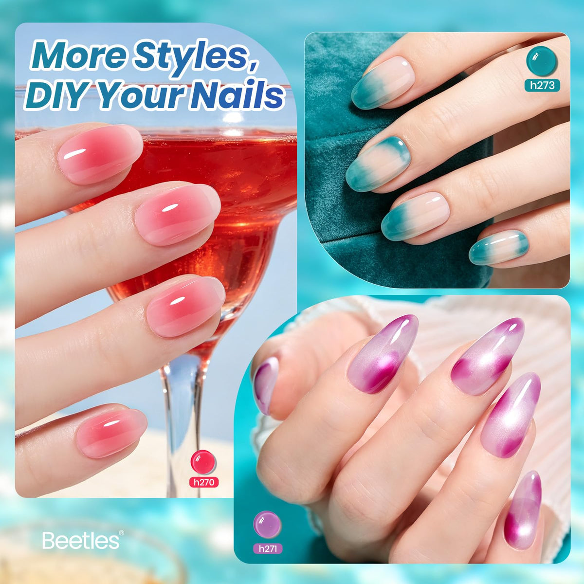 Application de vernis gel Luminous Cocktail sur des ongles