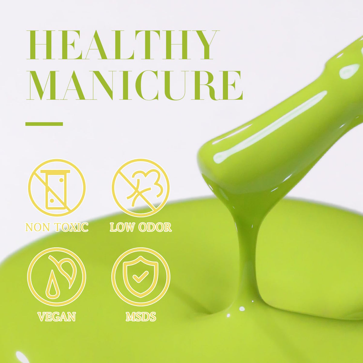 Application de vernis gel Olive Green sur ongles