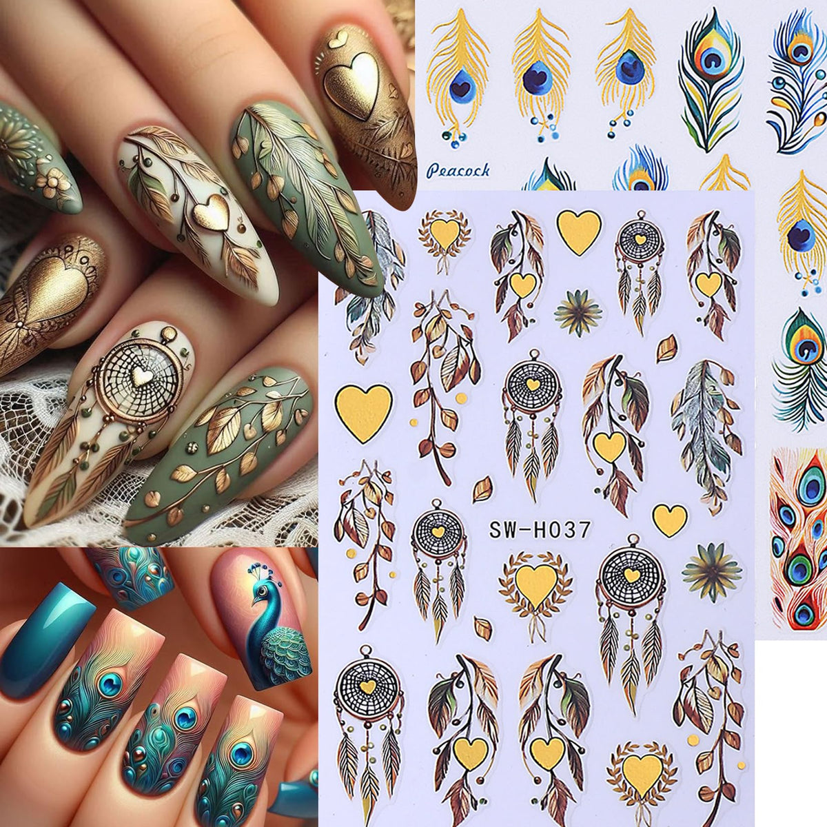 Application des autocollants d'ongles 3D Boho sur des ongles