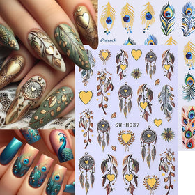 Application des autocollants d'ongles 3D Boho sur des ongles