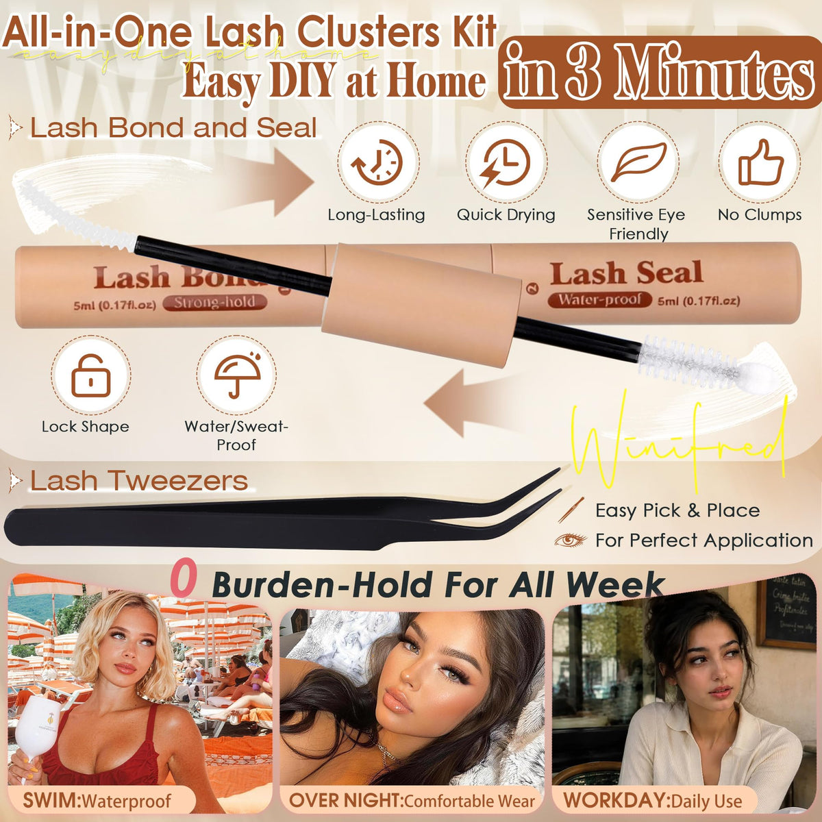 Application des cils avec pinces incluses