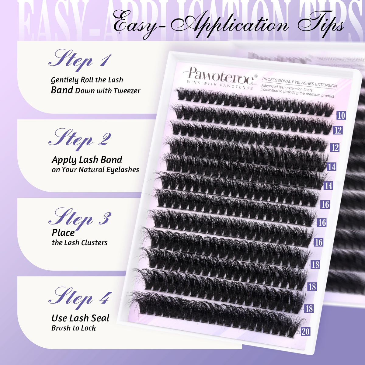 Application des cils en clusters avec le kit Pawotence