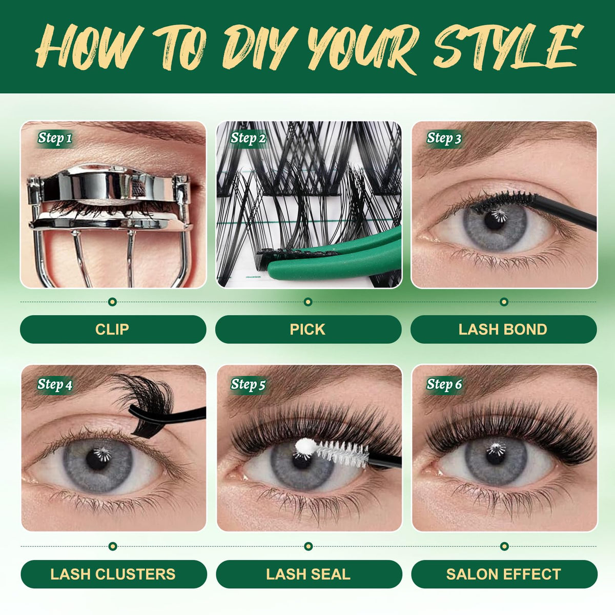 Application des cils en grappes KEYYOU, étape par étape