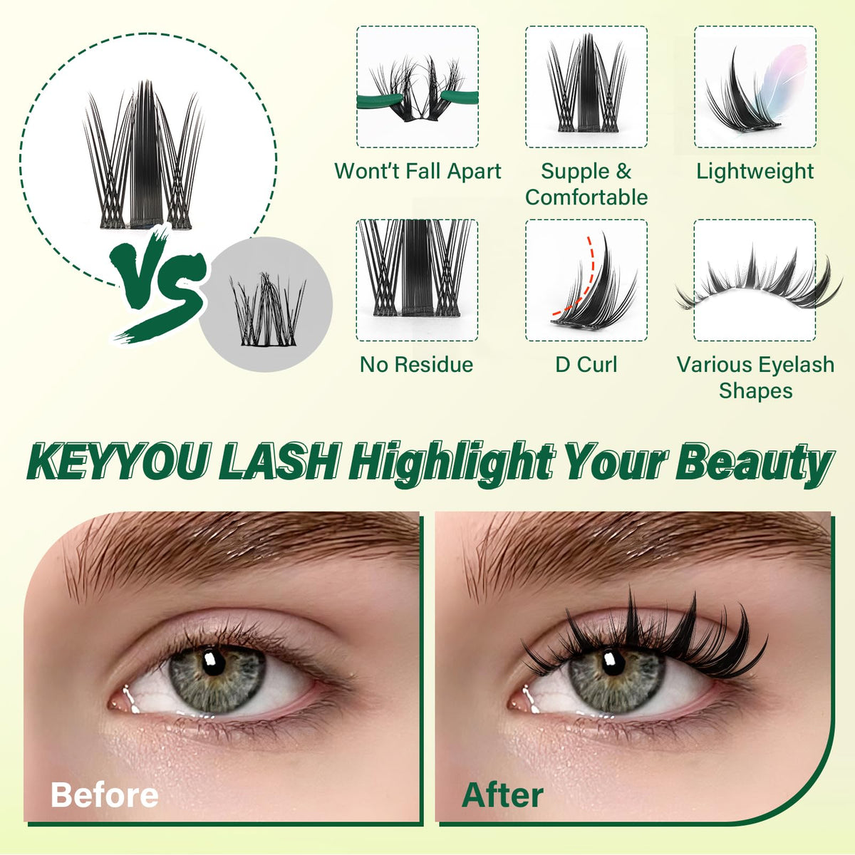 Application des cils Manga KEYYOU avec des pinces à cils