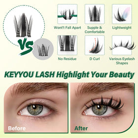 Application des cils Manga KEYYOU avec des pinces à cils