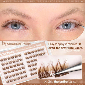 Application des cils postiches Mavphnee sur des yeux naturels