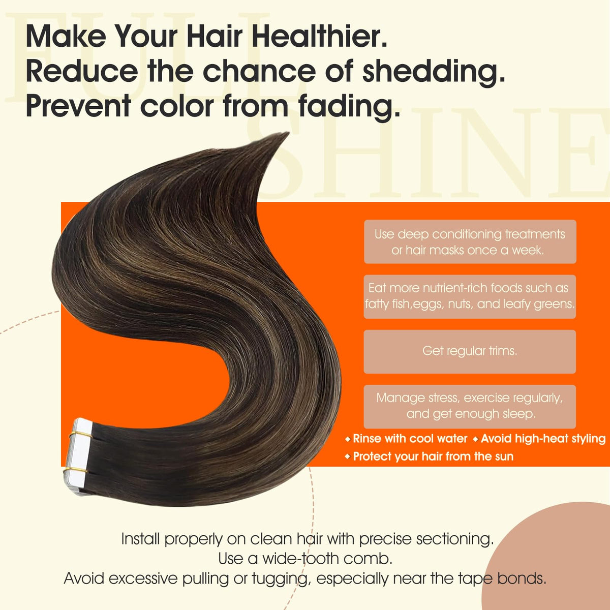 Application des extensions cheveux humains Full Shine dans un salon