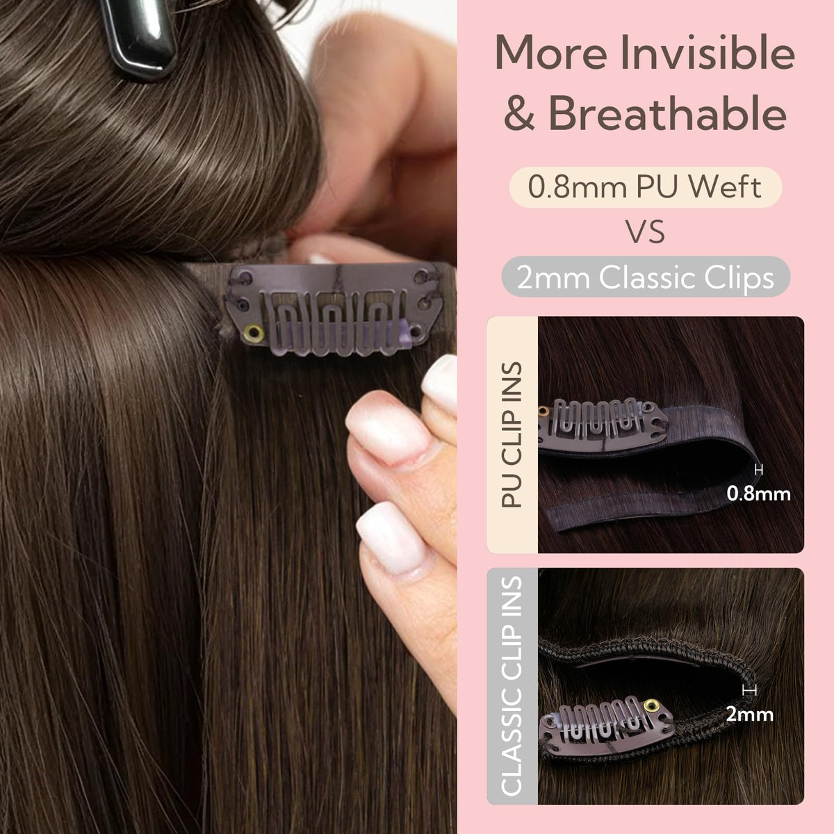 Application des extensions de cheveux clip-in hotbanana sur des cheveux naturels