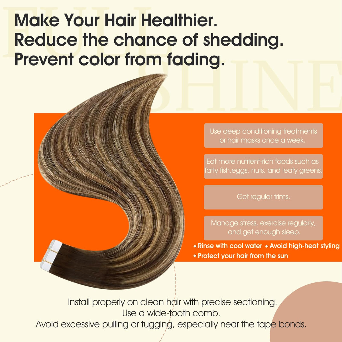 Application des extensions de cheveux Full Shine sur cheveux naturels