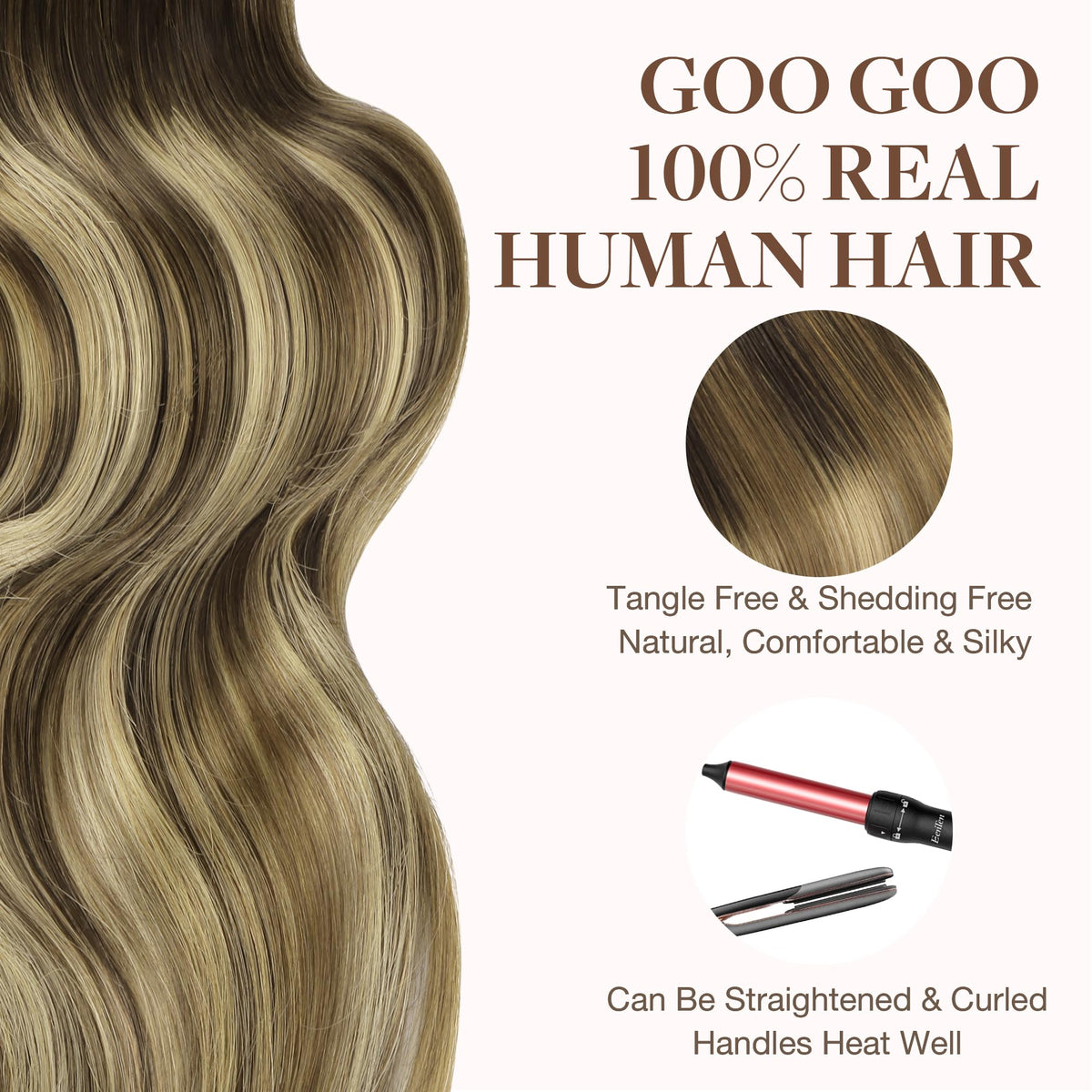 Application des extensions de cheveux GOO GOO sur un modèle