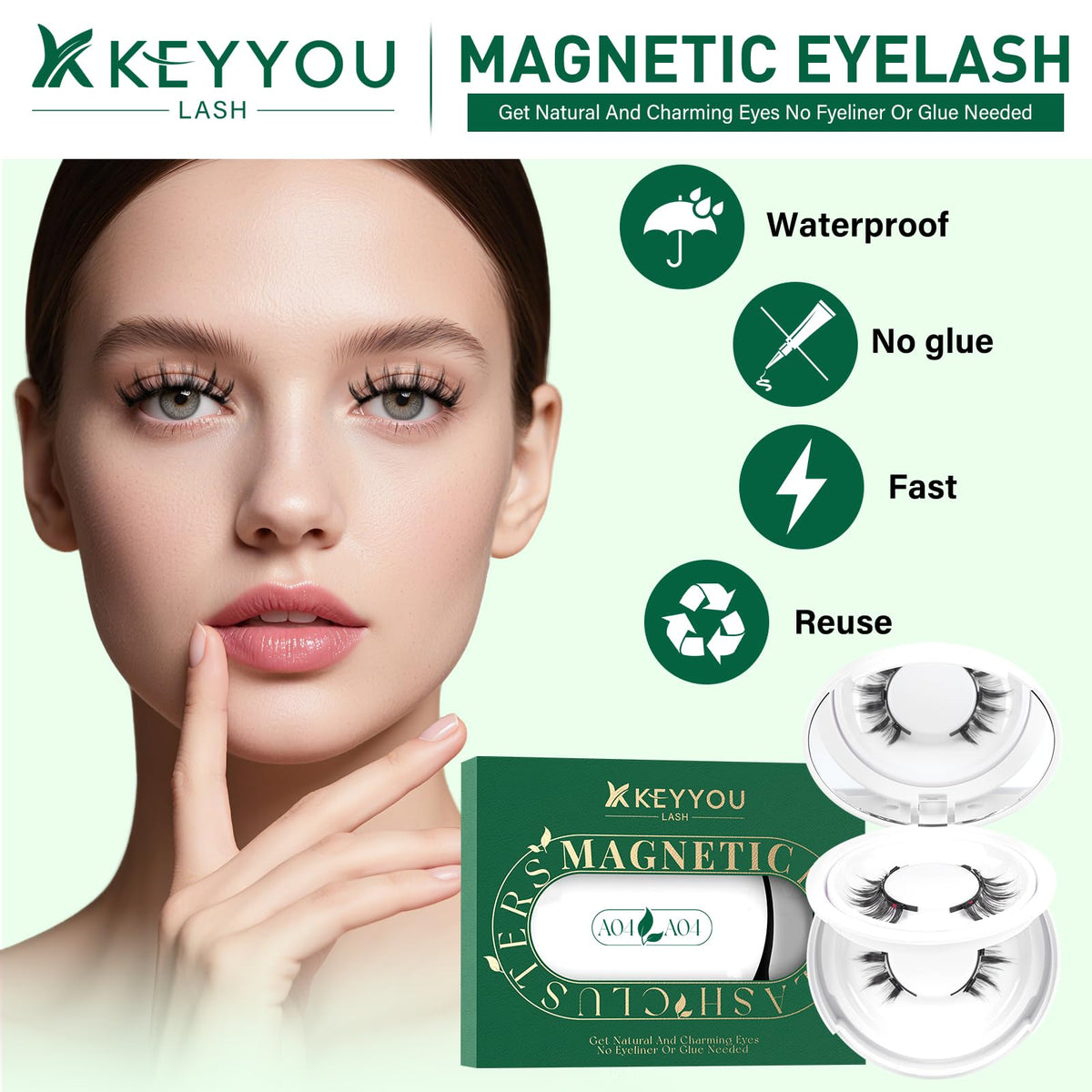 Application des faux cils magnétiques KEYYOU avec l'applicateur