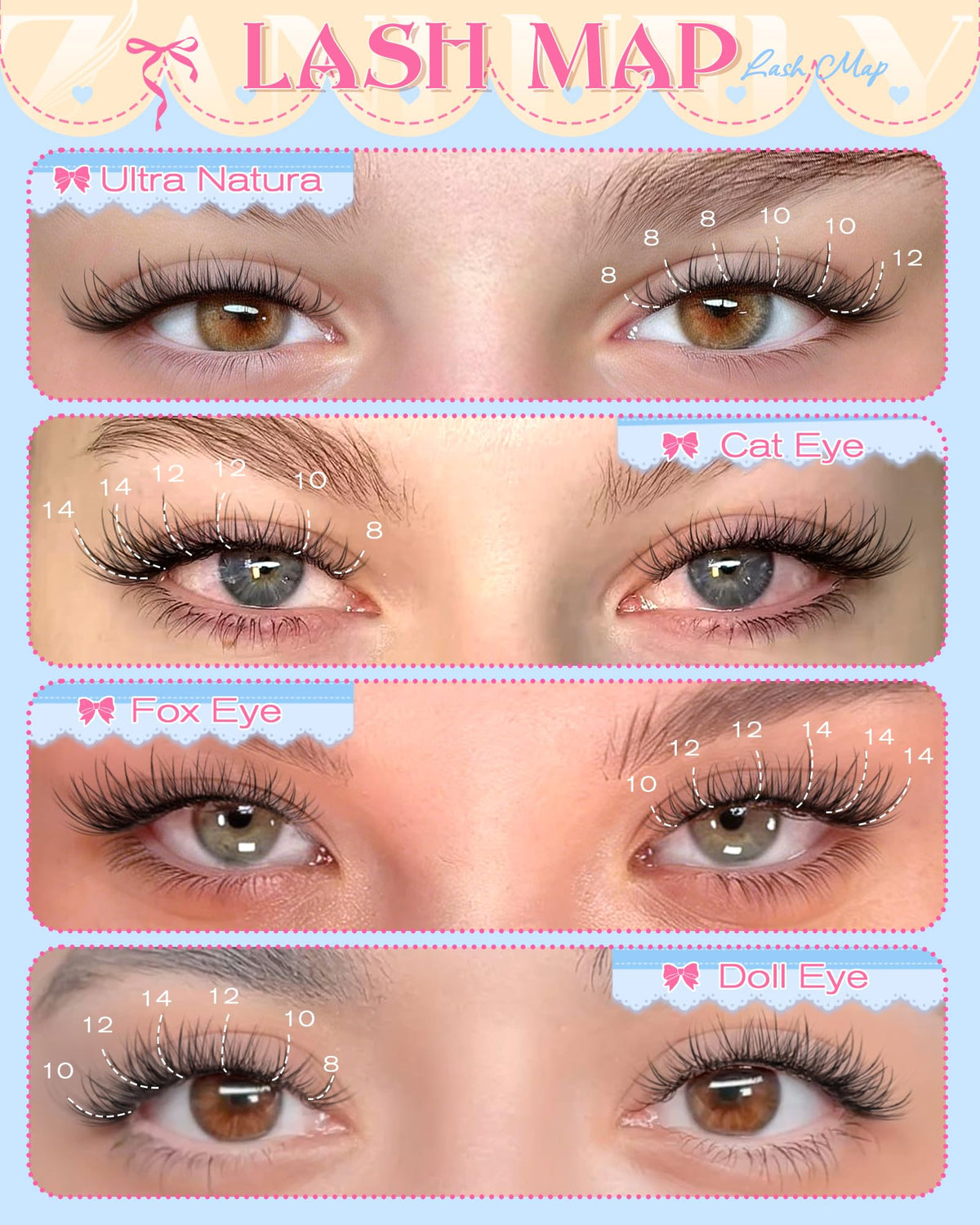Application des faux cils zanlufly sur des yeux avec maquillage