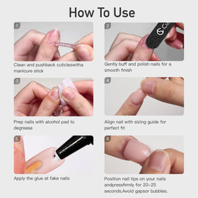 Application des faux ongles CurvLife sur une main