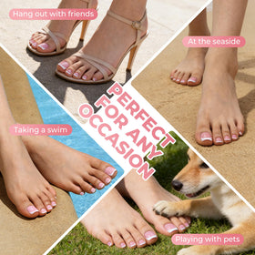 Application des faux ongles de pieds UNA GELLA sur un pied