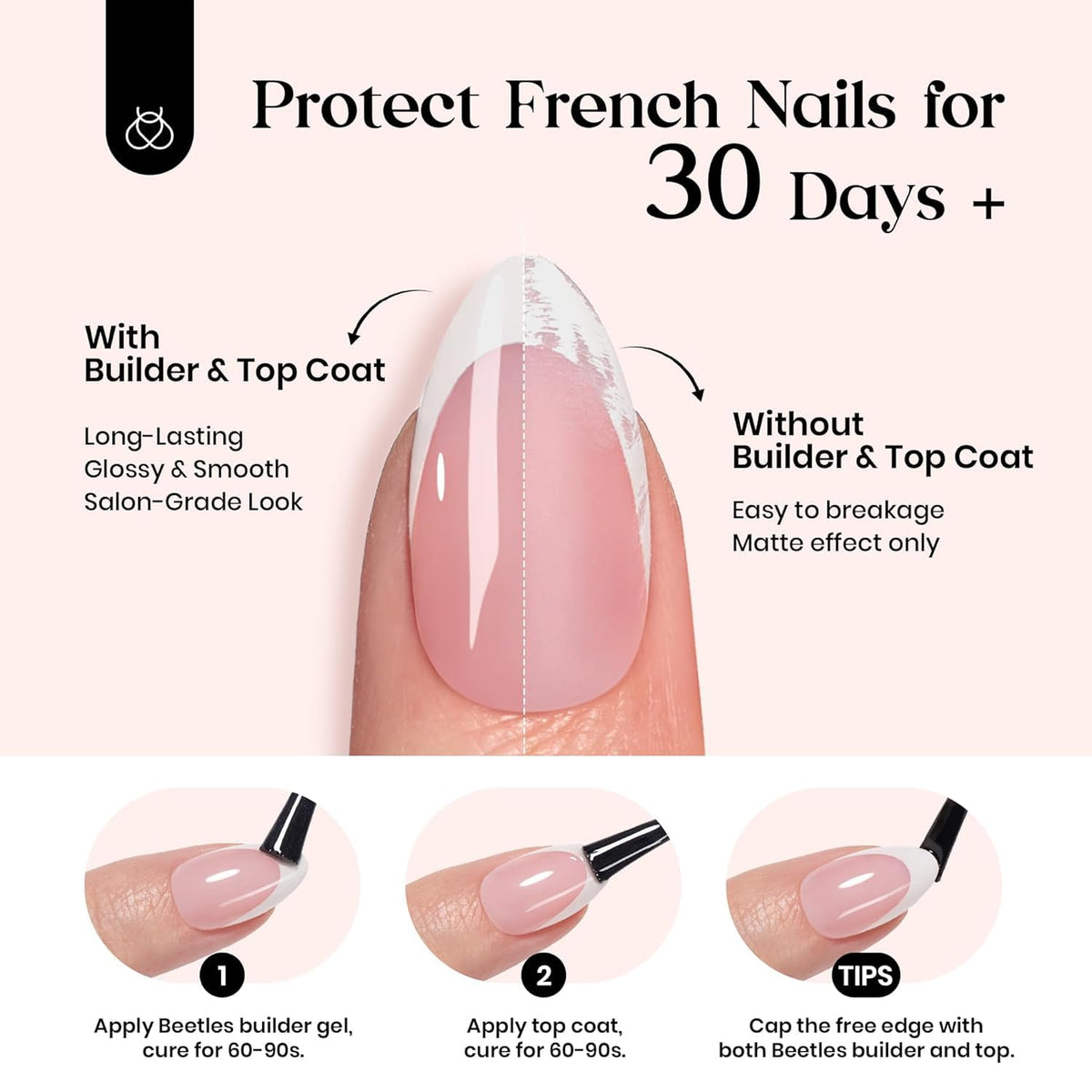 Application des faux ongles en rose avec strass