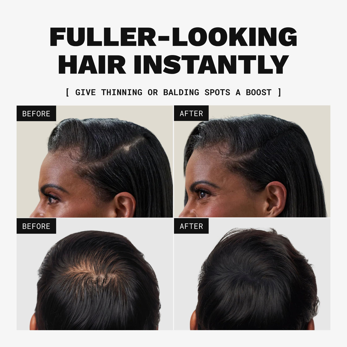 Application des fibres capillaires TOPPIK sur cheveux fins