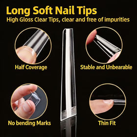 Application des Gel Tips Ongles Coffin sur des ongles naturels