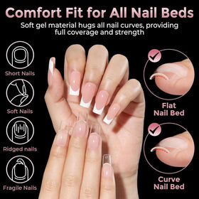 Application des Ongles Carrés Medium Luckyfairy sur les mains
